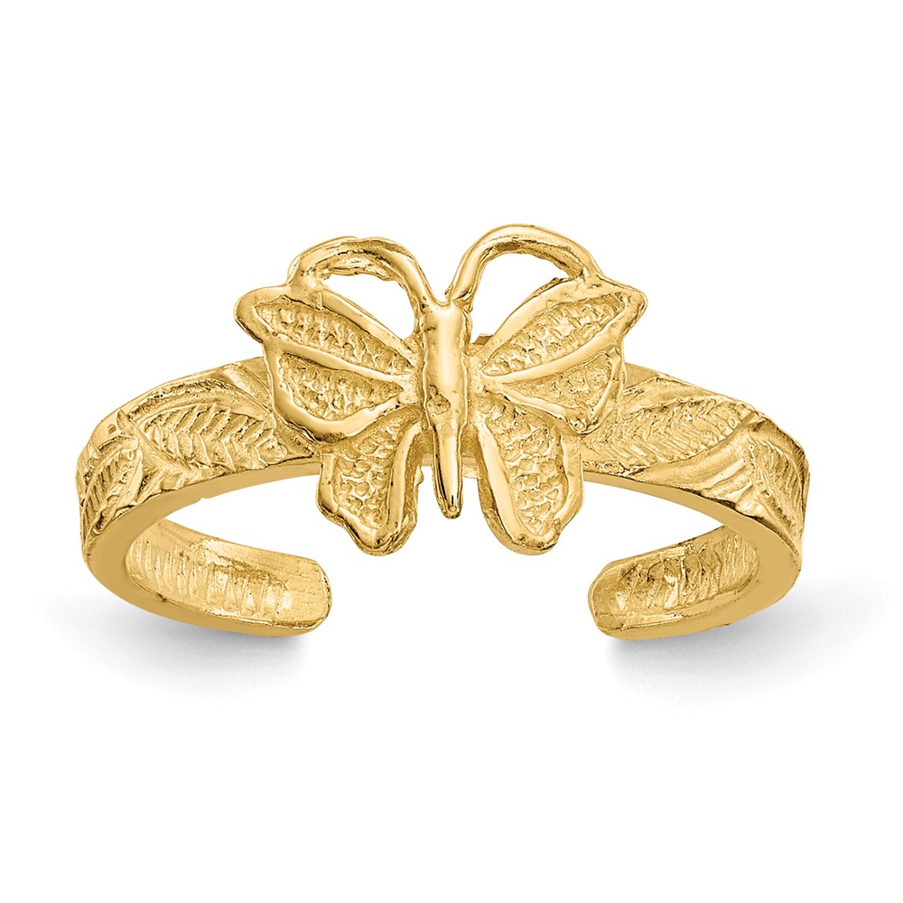14k Yellow Genuine Gold Butterfly Toe Ring